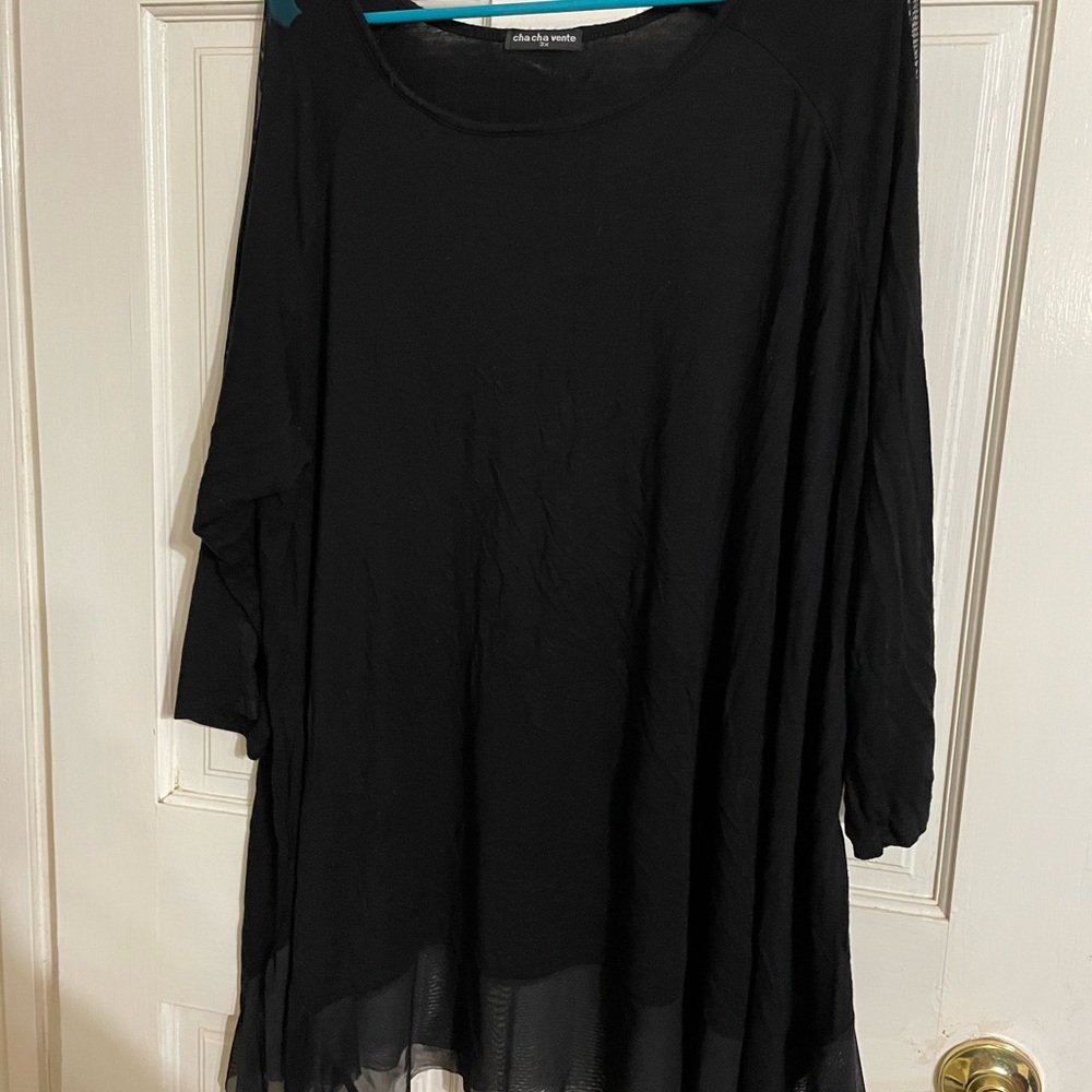 Black tunic with sheer details